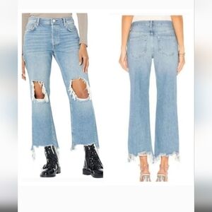 We The Free People Maggie Jeans Light Distressed Light Stone Wash Mid Size 28